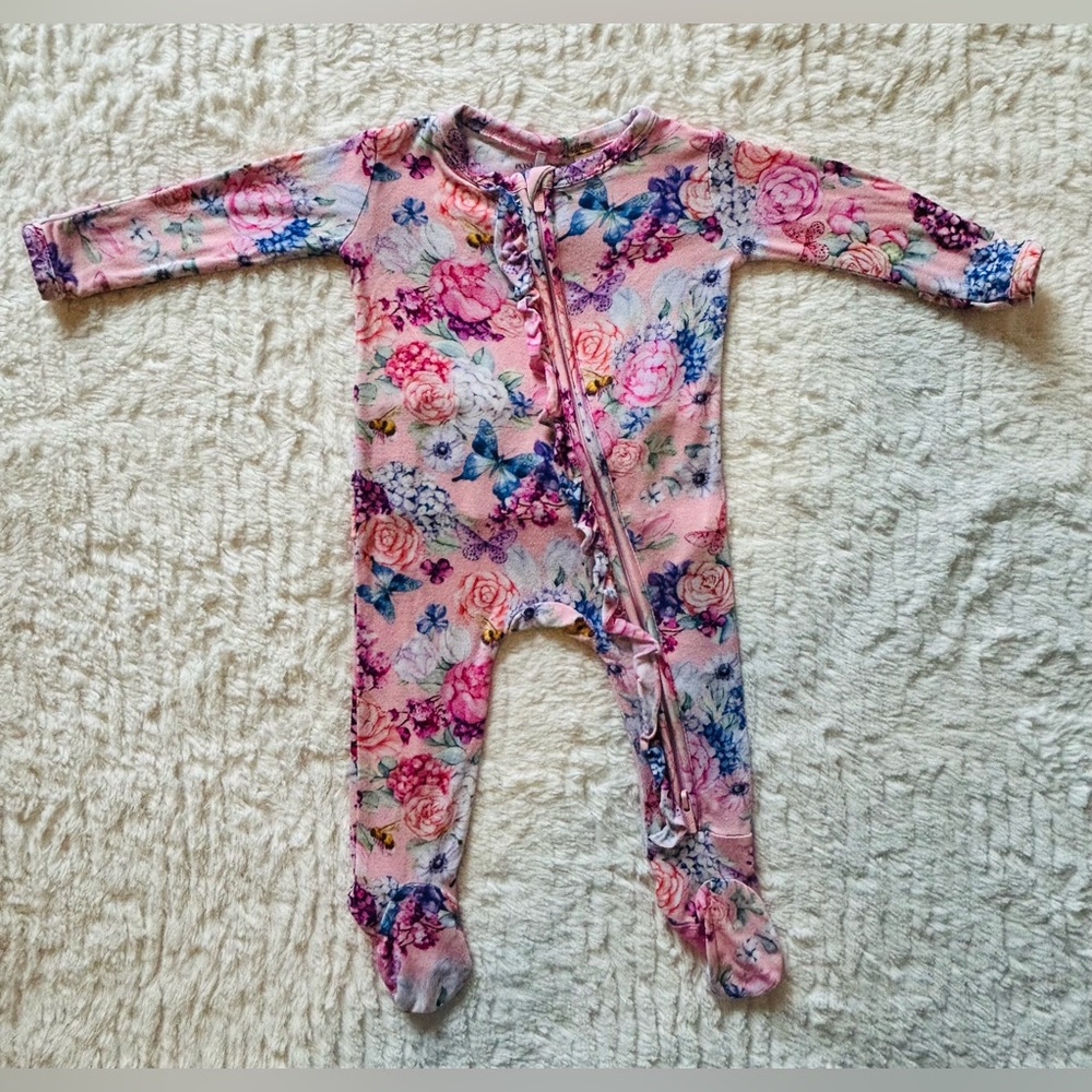 Posh Peanut Baby Girls' Ruffled Zip Front Footie Newborn